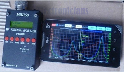 Mini60 Antenna Analyzer being used with an Android tablet